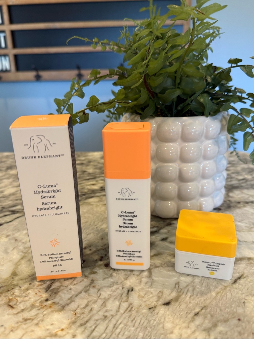 Drunk Elephant C-Luma Hydrabright Serum + Plump-C Tripeptide Lippe Mask Duo NEW